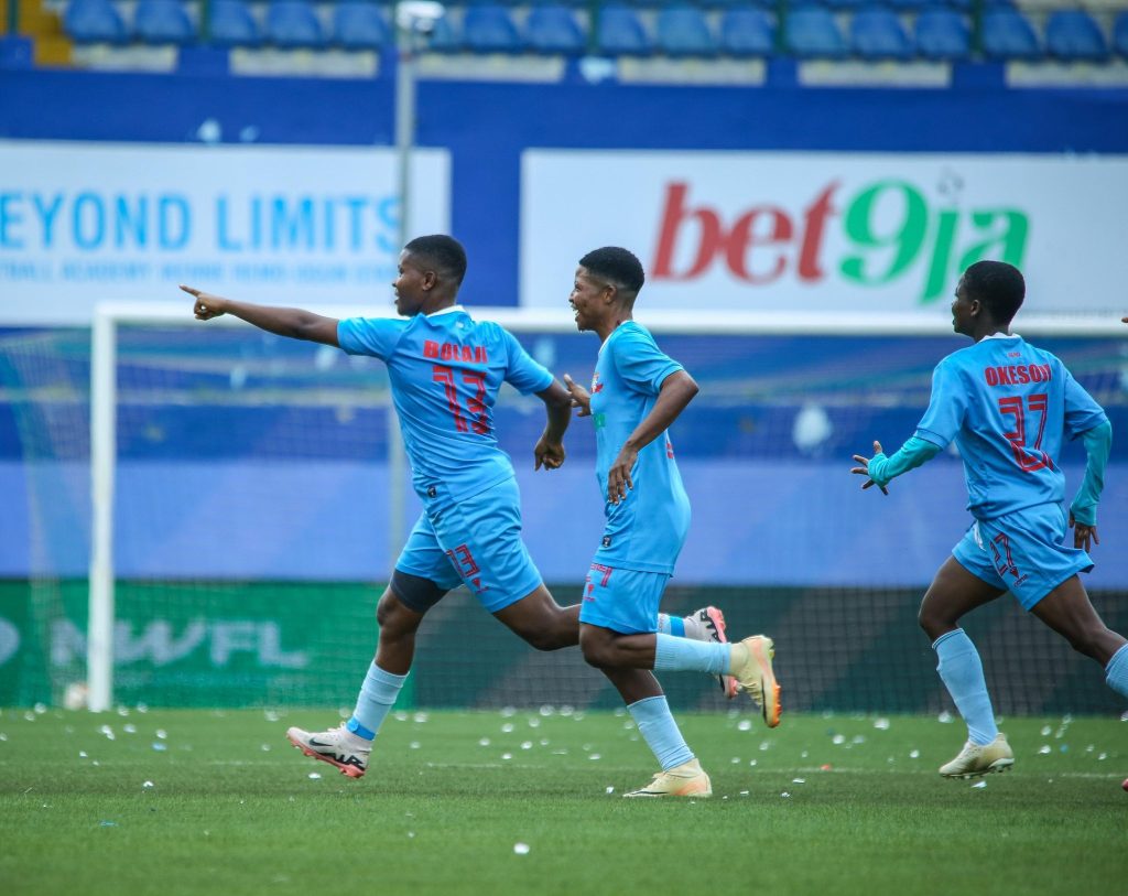NWFL Super 6: Remo Stars Ladies In Early Lead After Matchday 2 Bolaji Olamide celebrates her goal with hand raised as her Remo Stars Ladies teammates run towards her, smiling and cheering during the NWFL Super 6 match in Ikenne