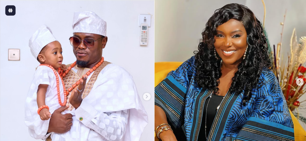 Nollywood Star Biola Adebayo Announces Separation from Husband, Sparks Emotional Reactions Collage of Nollywood actress Biola Adebayo and her ex-husband Oluwaseyi, featuring warm family moments and formal public appearances