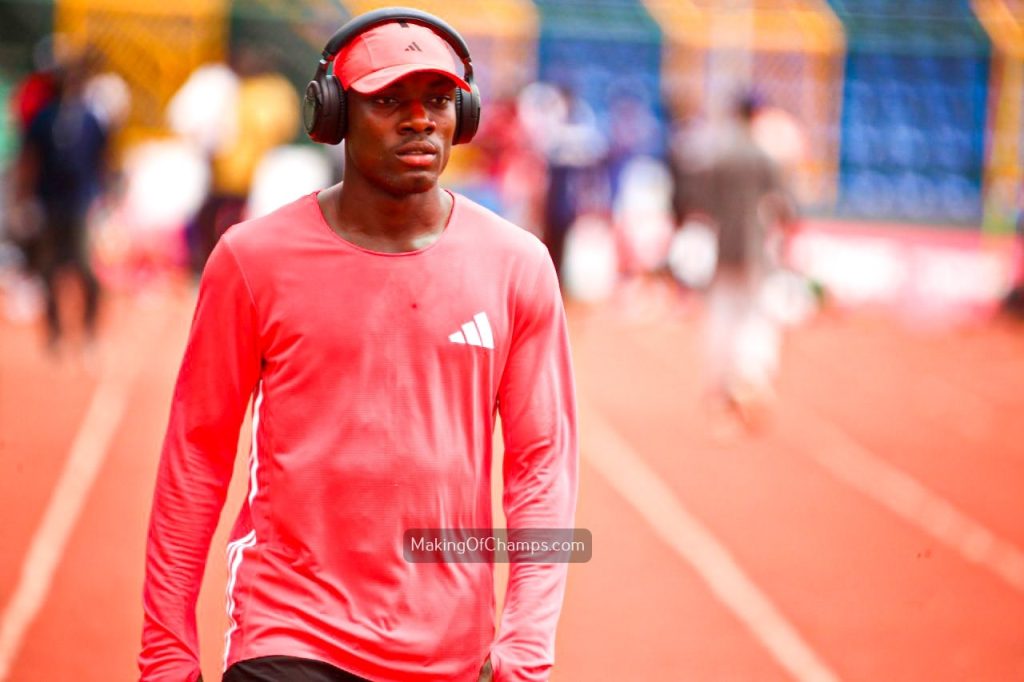 Favour Ashe getting ready for his race