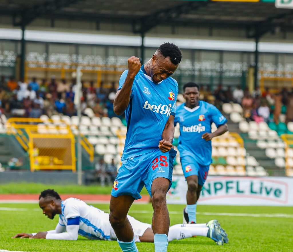 Remo Stars and Rivers United Share the Spoils in Thrilling NPFL 2025/26 Season Opener Victor Mbaoma celebrates his goal for Remo Stars